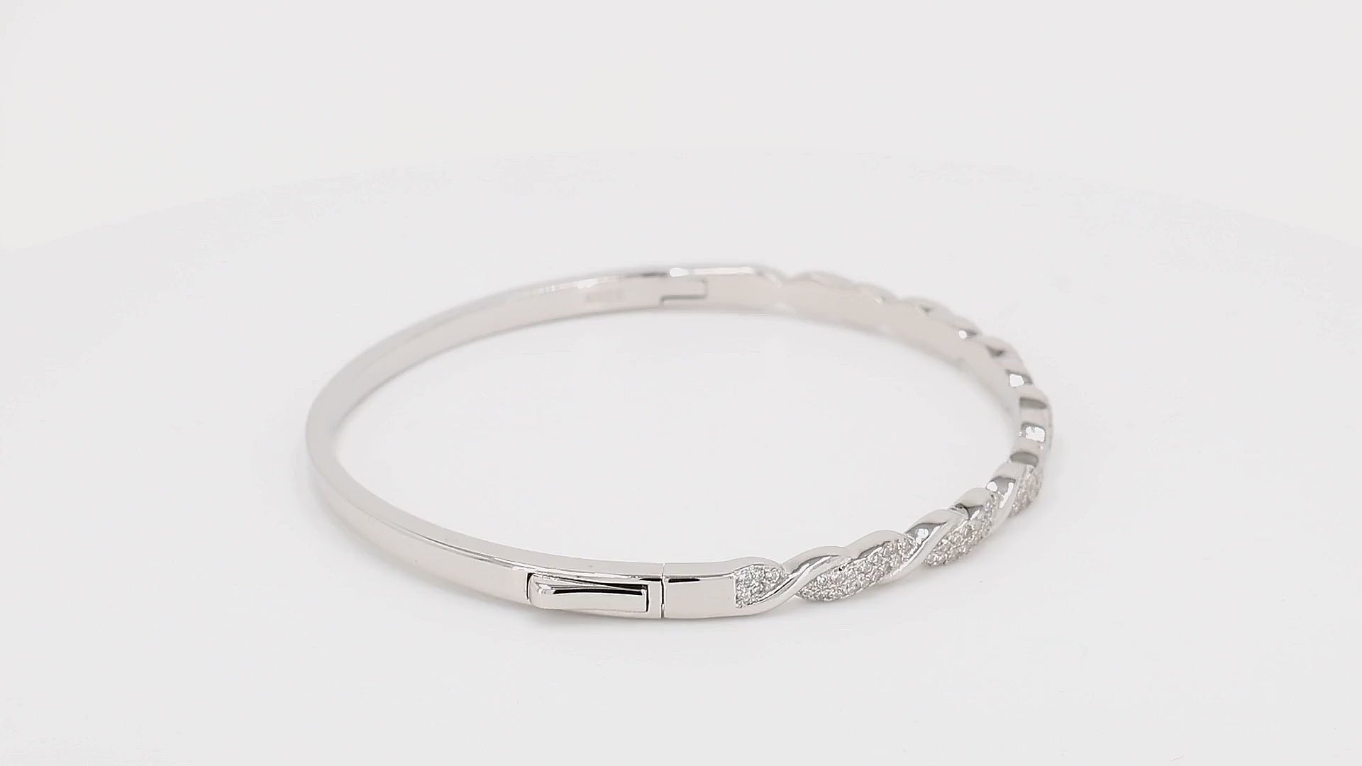 Divara Noor Bangle sterling silver 925 cubic zirconia bracelet, 360 degree video