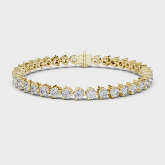 Aurora 8 Carat Round Lab Grown Diamond Bezel Tennis Bracelet - Yellow Gold video