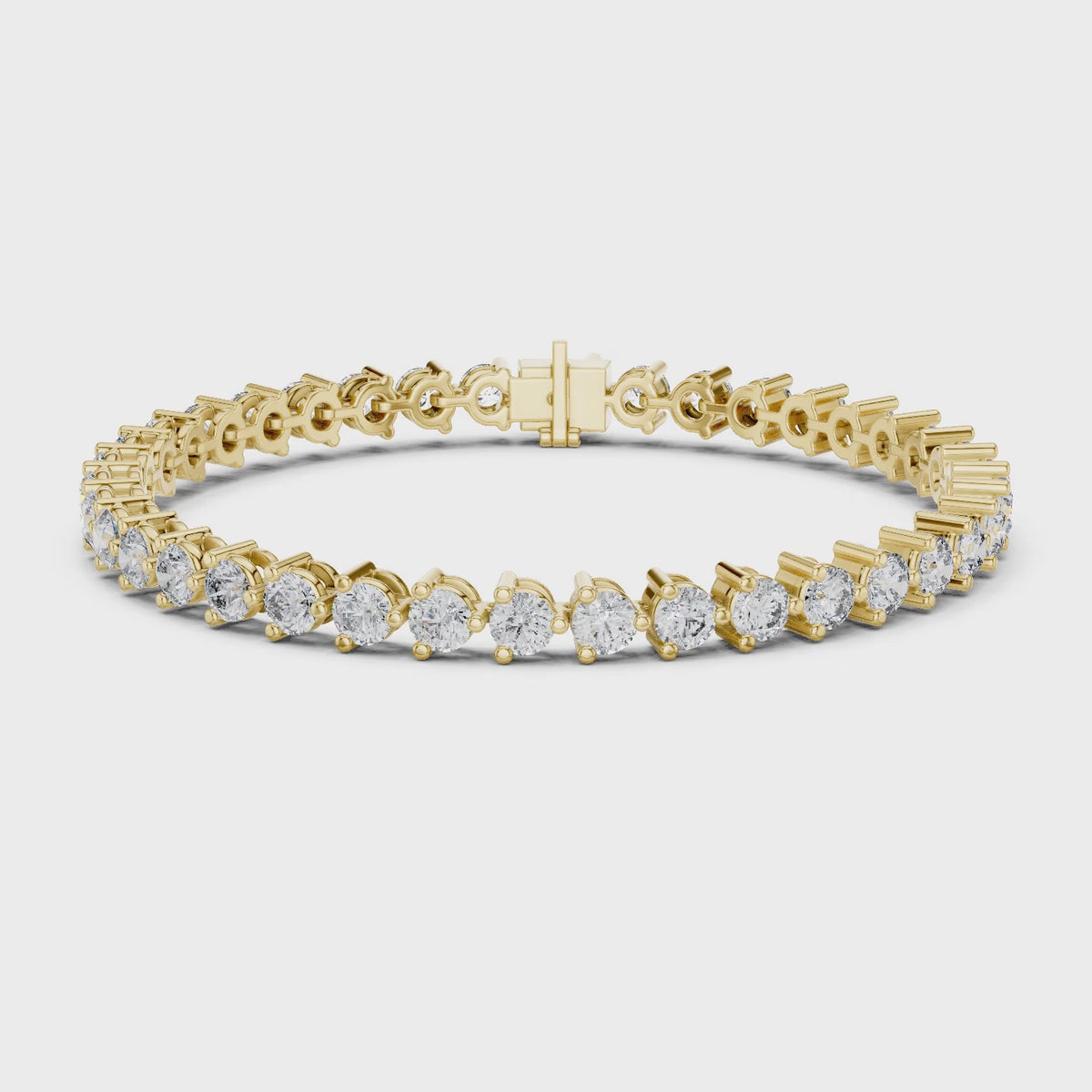 Aurora 8 Carat Round Lab Grown Diamond Bezel Tennis Bracelet - Yellow Gold video
