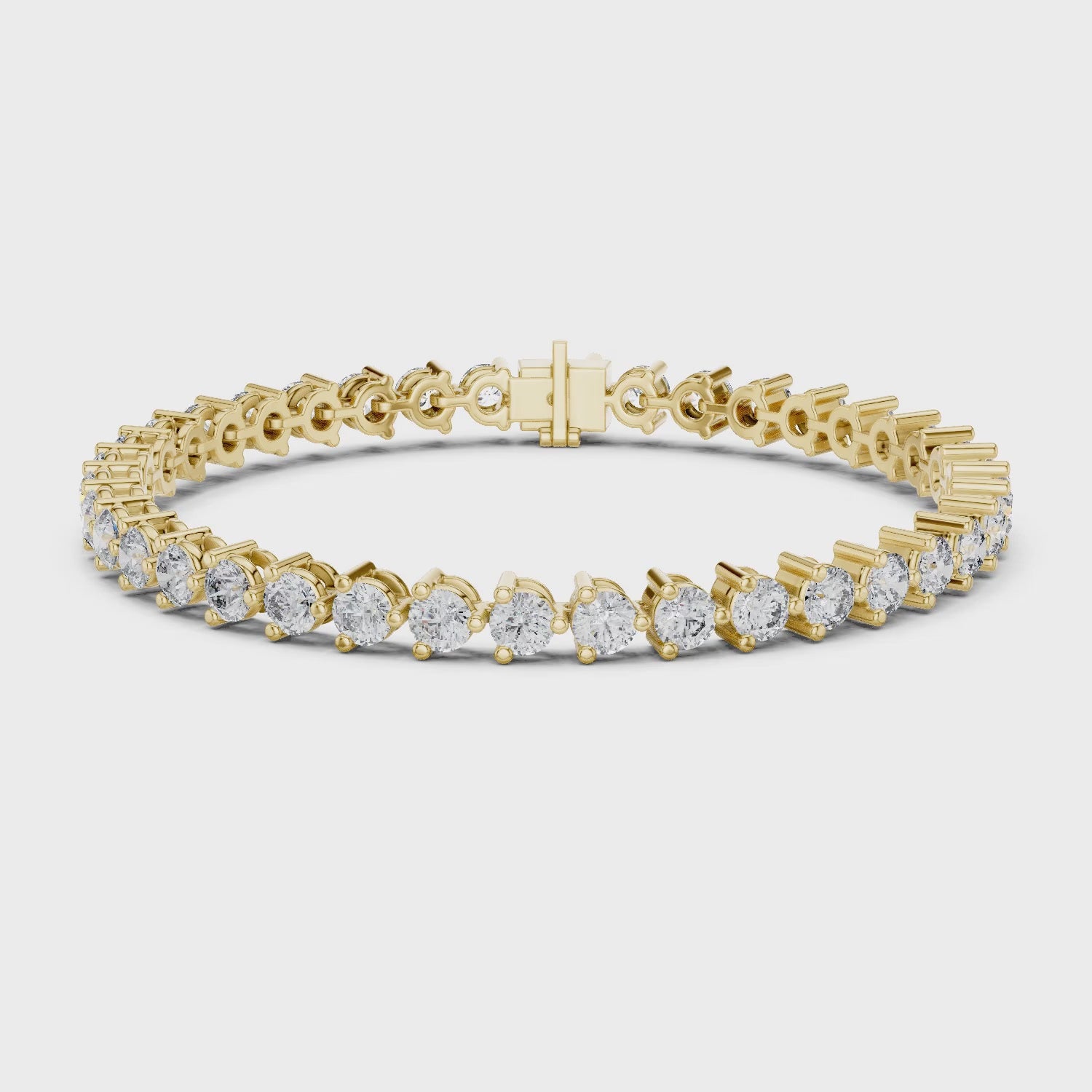 Aurora 8 Carat Round Lab Grown Diamond Bezel Tennis Bracelet - Yellow Gold video