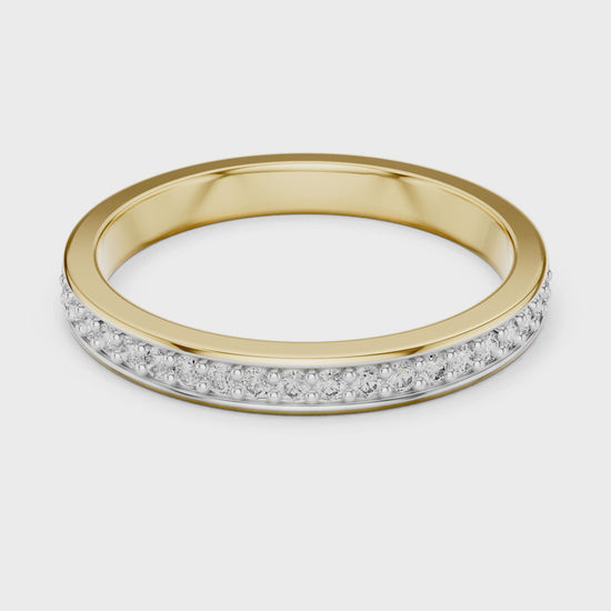 Aurora Round Lab Grown Diamond Pave Half Eternity Ring - Yellow Gold video