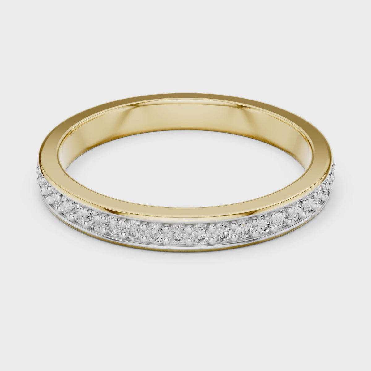 Aurora Round Lab Grown Diamond Pave Half Eternity Ring - Yellow Gold video