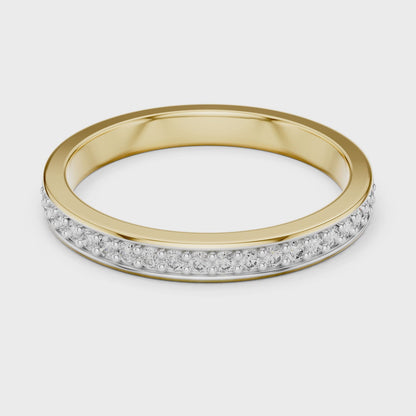 Aurora Round Lab Grown Diamond Pave Half Eternity Ring - Yellow Gold video