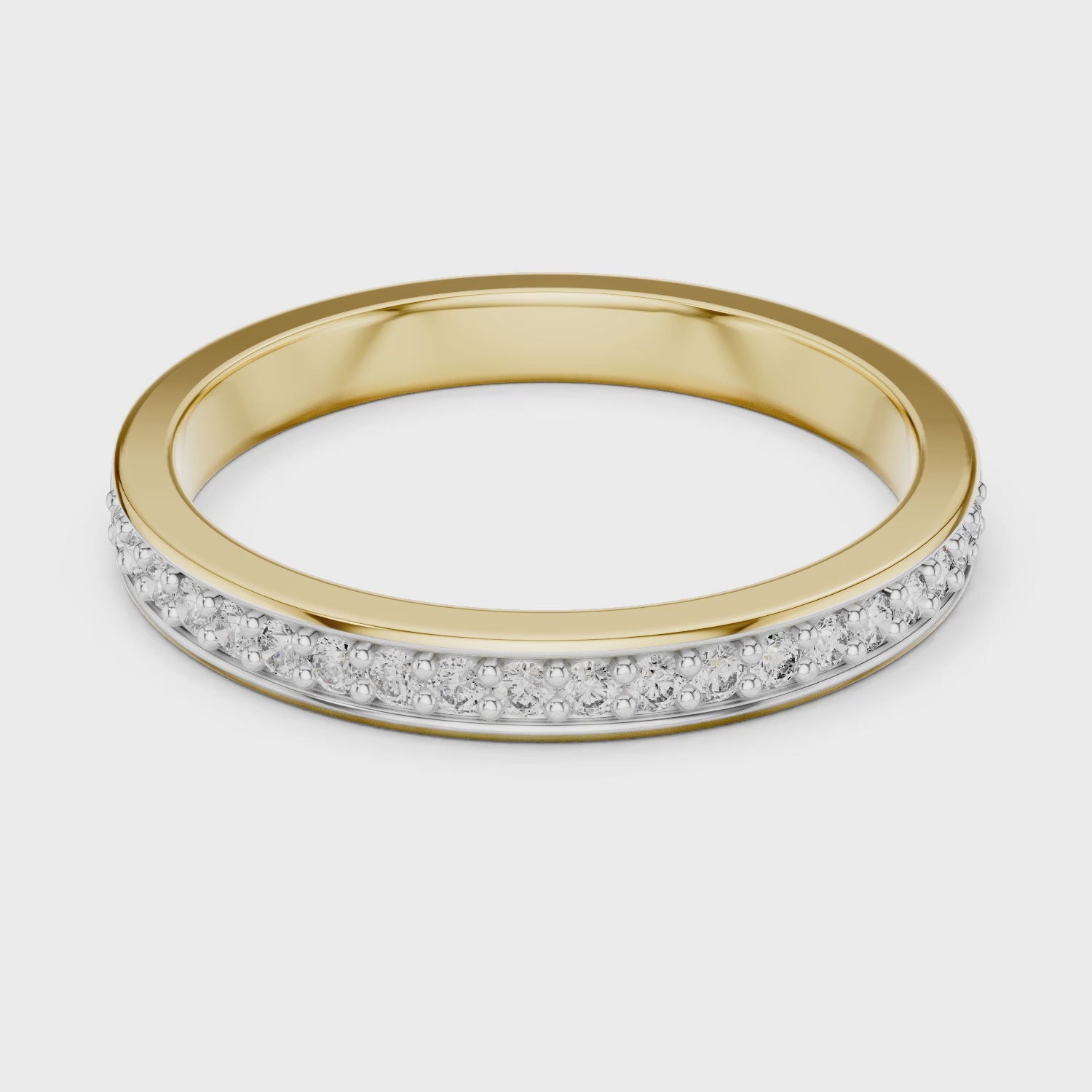 Aurora Round Lab Grown Diamond Pave Half Eternity Ring - Yellow Gold video