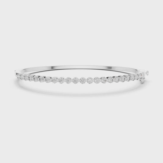 Aurora 2 Carat Round Lab Grown Diamond Statement Bangle - White Gold video