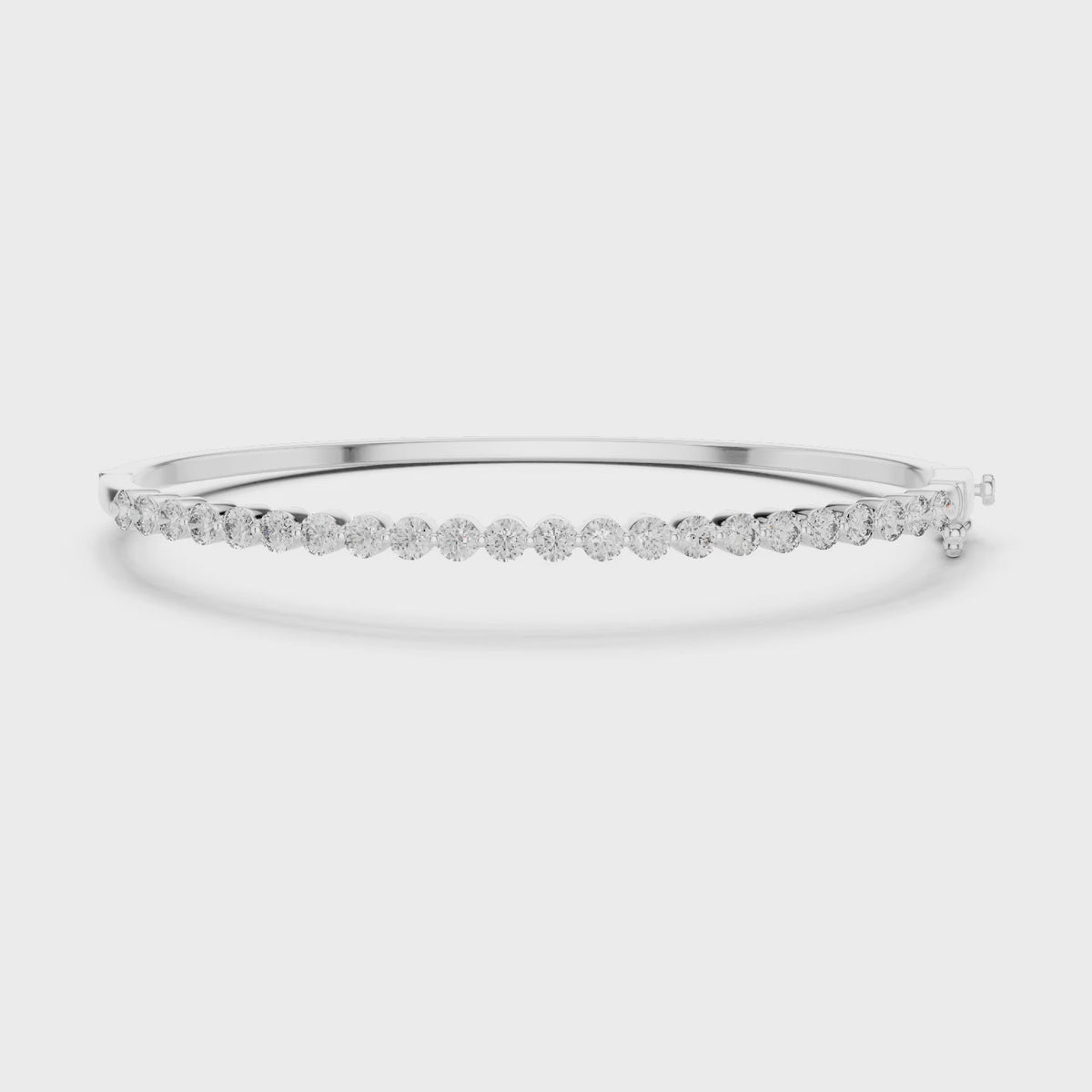 Aurora 2 Carat Round Lab Grown Diamond Statement Bangle - White Gold video