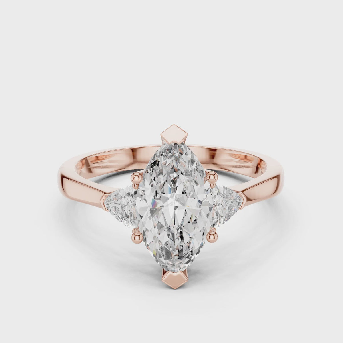 Sienna 1 Carat Marquise Lab Grown Diamond Collet Three Stone Ring - Rose Gold video