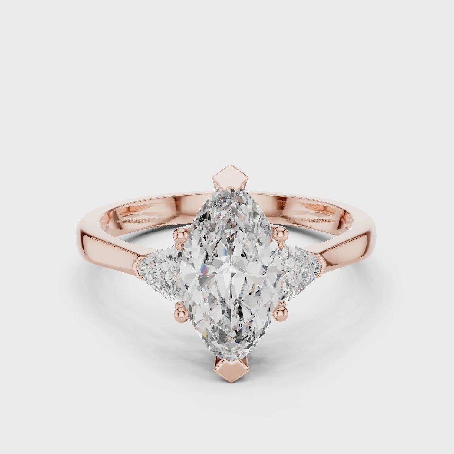 Sienna 1 Carat Marquise Lab Grown Diamond Collet Three Stone Ring - Rose Gold video