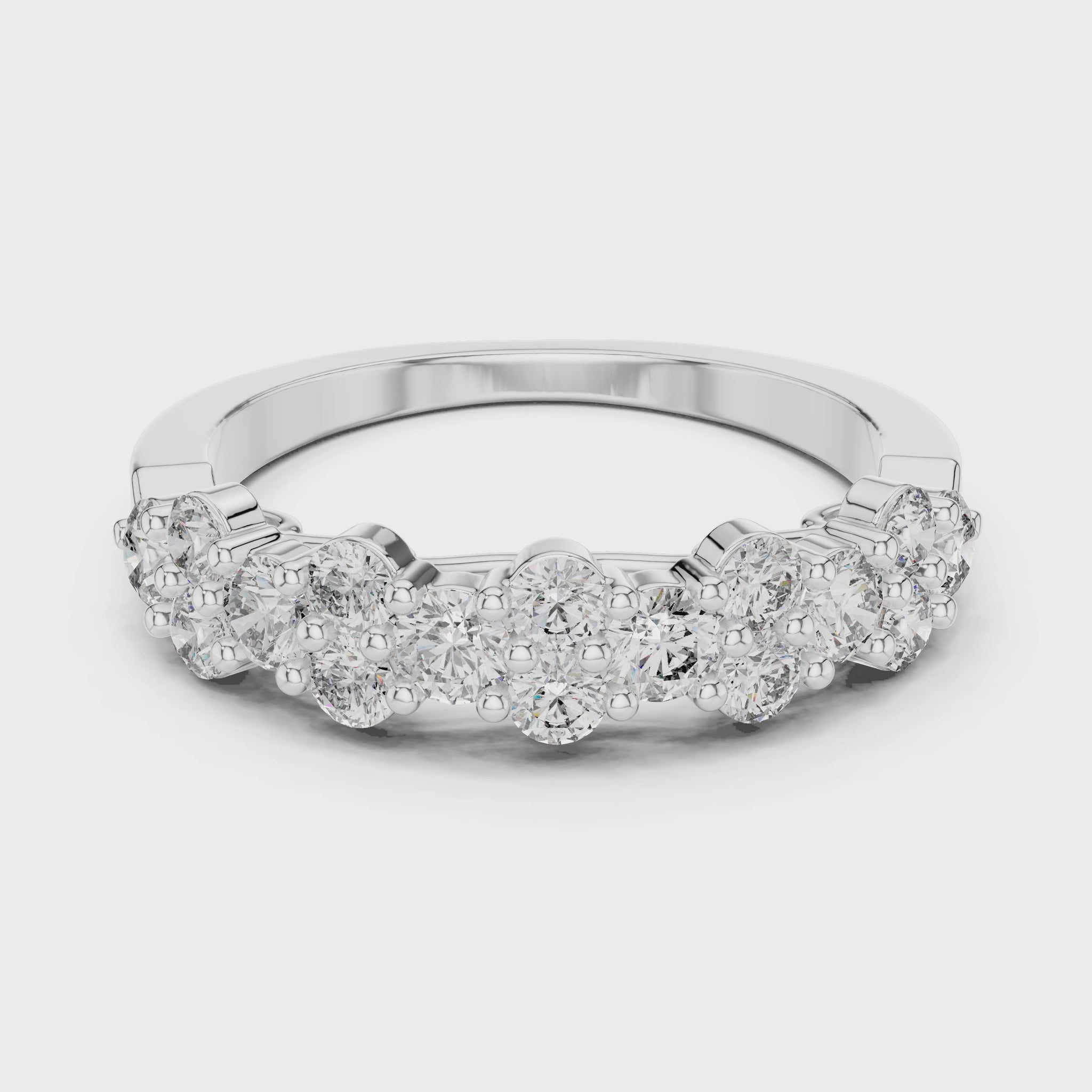 Aurora 1 Carat Round Lab Grown Diamond Half Eternity Ring - White Gold video