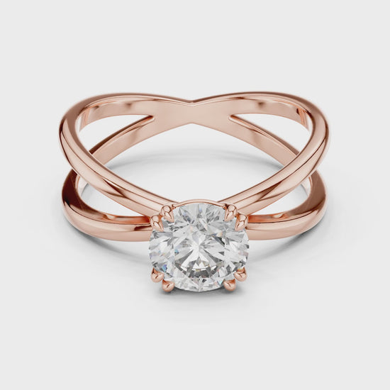 Livia 1 Carat Round Lab Grown Diamond Split Shank Engagement Ring - Rose Gold video