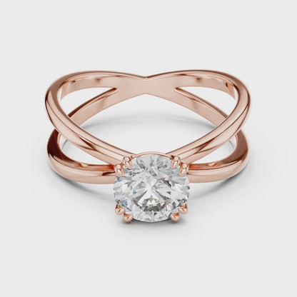 Livia 1 Carat Round Lab Grown Diamond Split Shank Engagement Ring - Rose Gold video