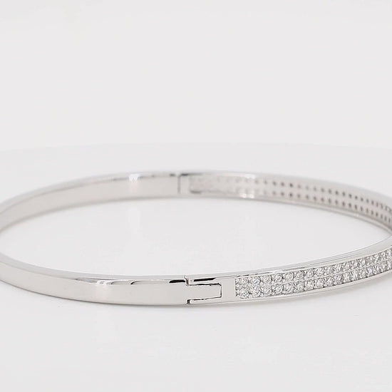 Divara Petra Bangle sterling silver 925 cubic zirconia bracelet, 360 degree video