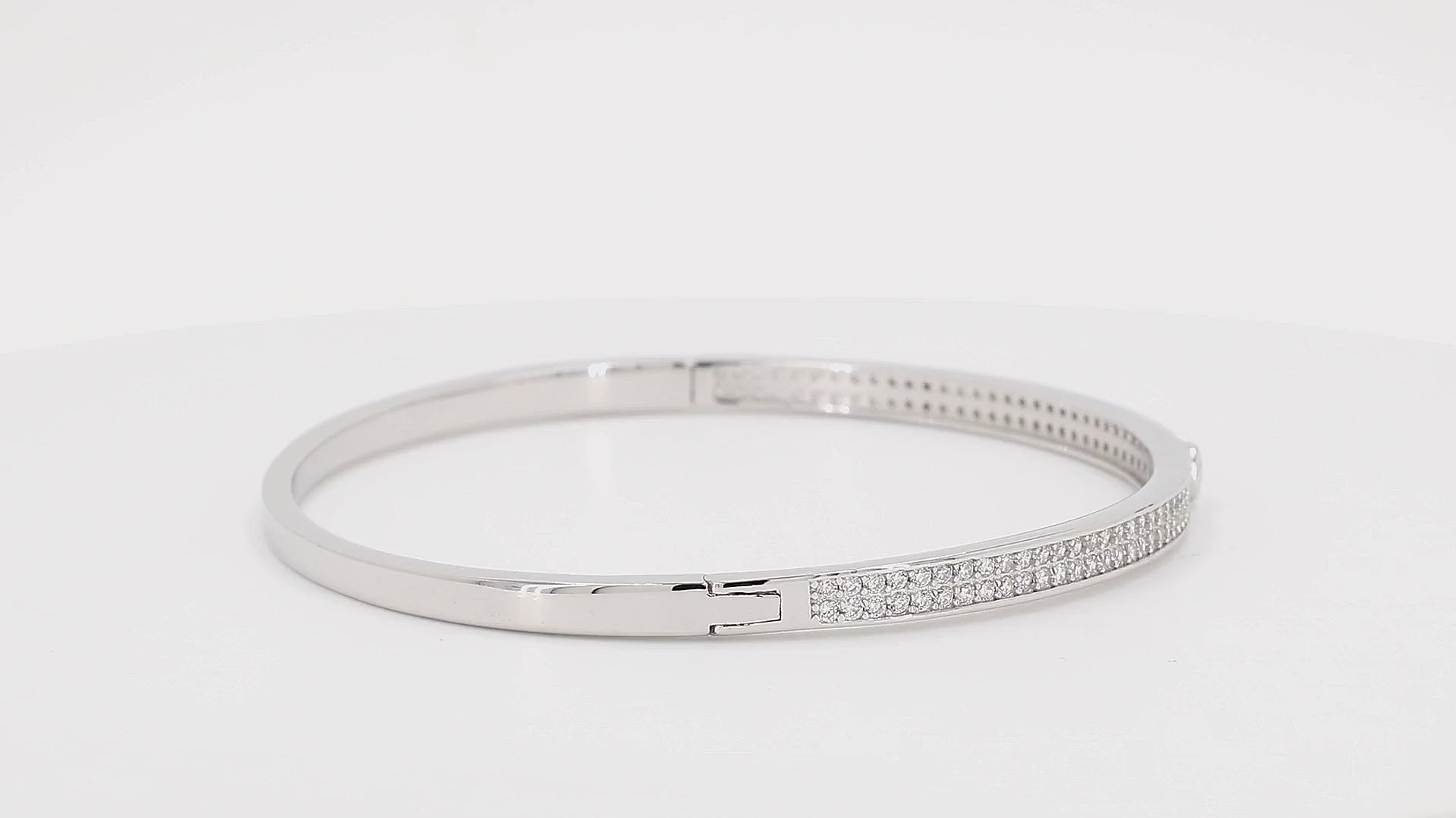 Divara Petra Bangle sterling silver 925 cubic zirconia bracelet, 360 degree video