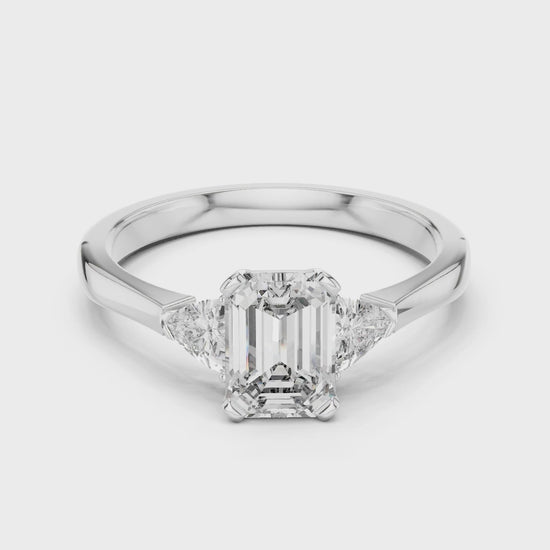 Vera 1 Carat Emerald Lab Grown Diamond Collet Three Stone Ring - White Gold video