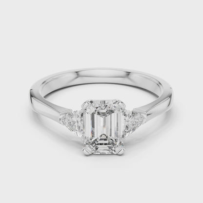 Vera 1 Carat Emerald Lab Grown Diamond Collet Three Stone Ring - White Gold video