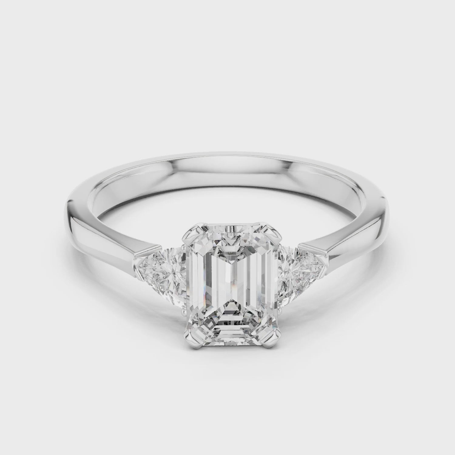 Vera 1 Carat Emerald Lab Grown Diamond Collet Three Stone Ring - White Gold video