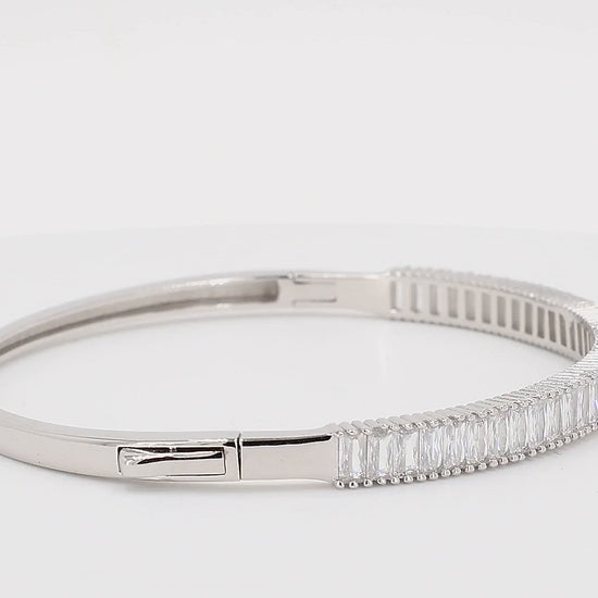Divara Beatrix Bangle sterling silver 925 cubic zirconia bracelet, 360 degree video