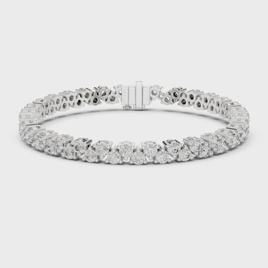Aurora 6 Carat Round Lab Grown Diamond Collet Tennis Bracelet - White Gold video