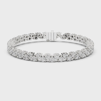 Aurora 6 Carat Round Lab Grown Diamond Collet Tennis Bracelet - White Gold video
