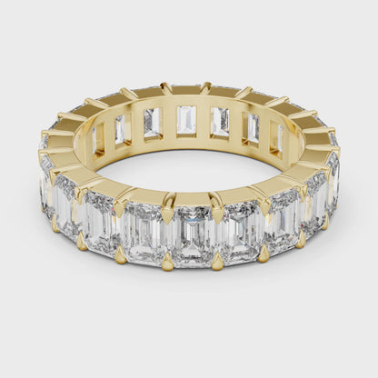 Aurora 6 Carat Emerald Lab Grown Diamond Emerald Cut Eternity Ring - Yellow Gold video