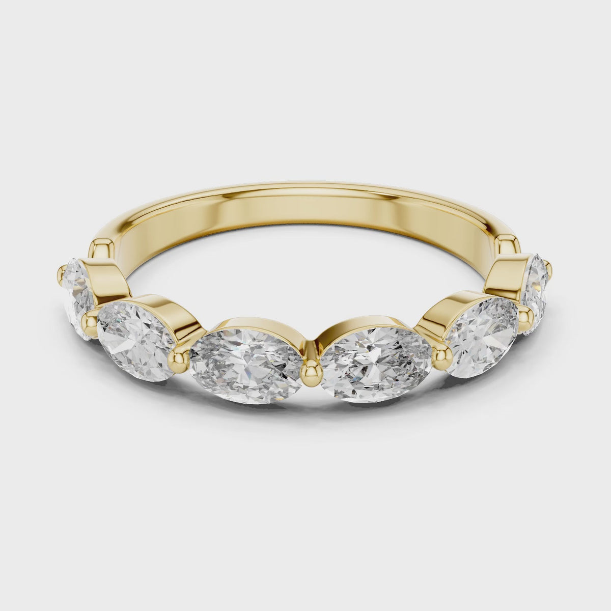 Aurora 2 Carat Oval Lab Grown Diamond Half Eternity Ring - Yellow Gold video