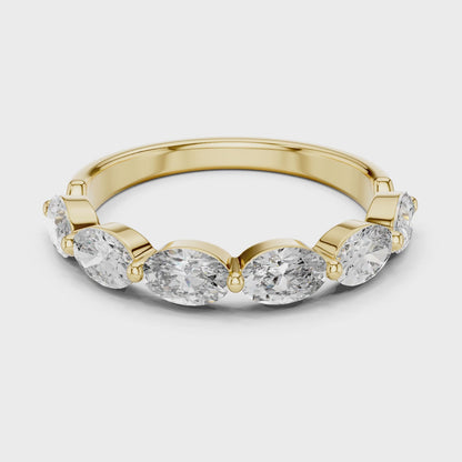 Aurora 2 Carat Oval Lab Grown Diamond Half Eternity Ring - Yellow Gold video