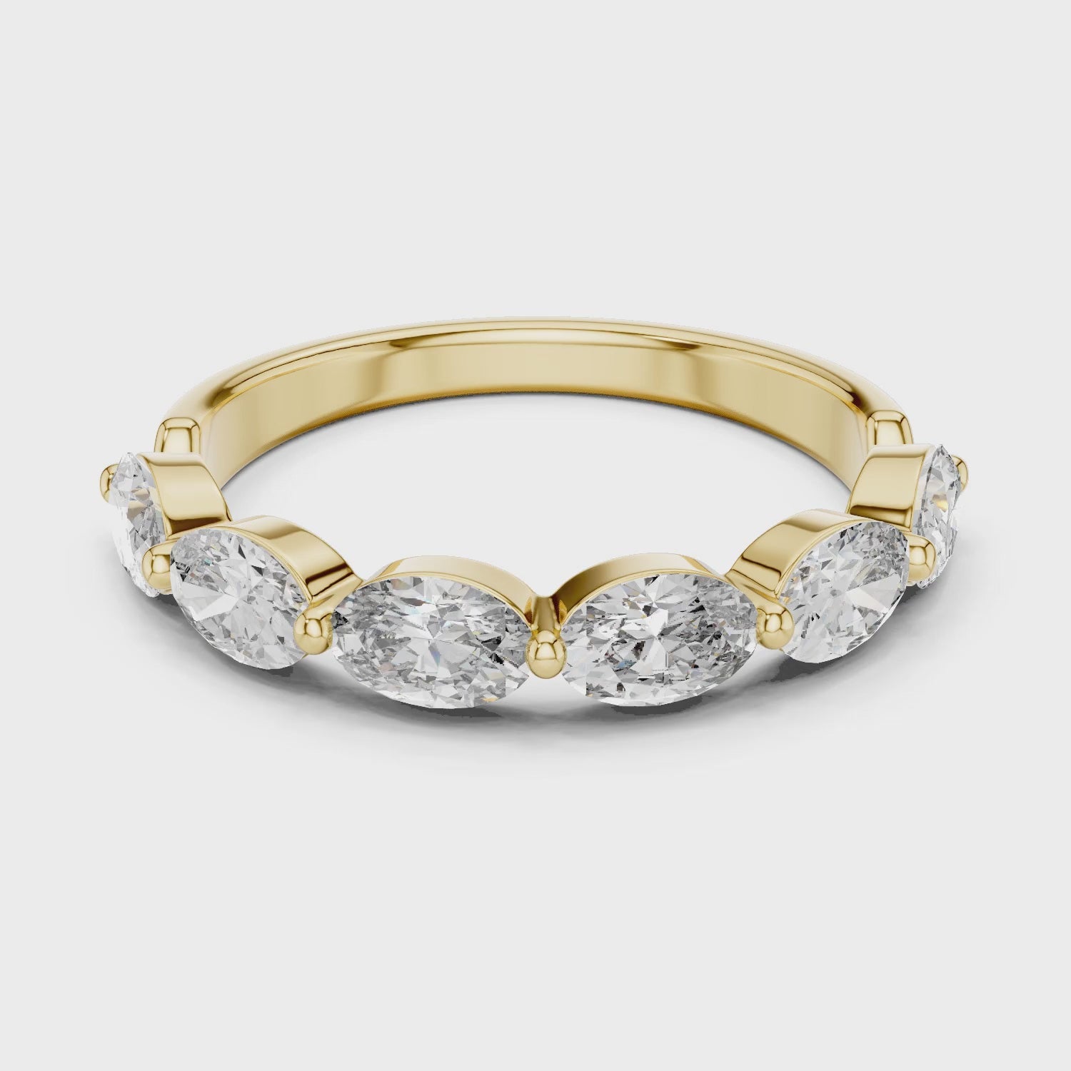 Aurora 2 Carat Oval Lab Grown Diamond Half Eternity Ring - Yellow Gold video