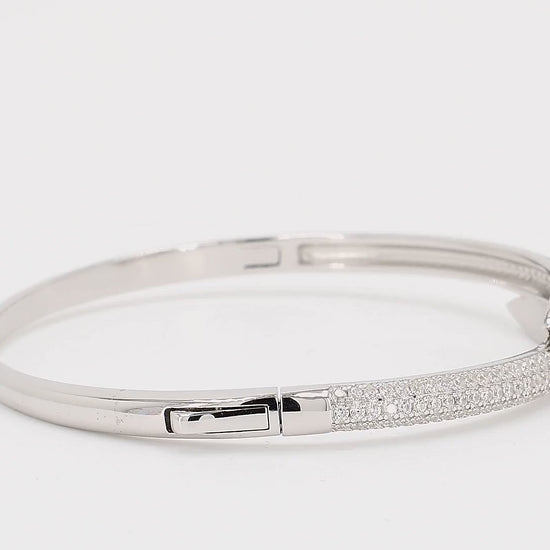 Divara Adelina Bangle sterling silver 925 cubic zirconia bracelet, 360 degree video