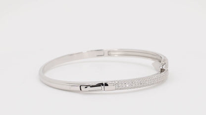 Divara Adelina Bangle sterling silver 925 cubic zirconia bracelet, 360 degree video