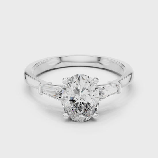 Sienna 1 Carat Oval Lab Grown Diamond Graduated Three Stone Ring - White Gold video