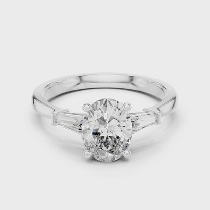 Sienna 1 Carat Oval Lab Grown Diamond Graduated Three Stone Ring - White Gold video