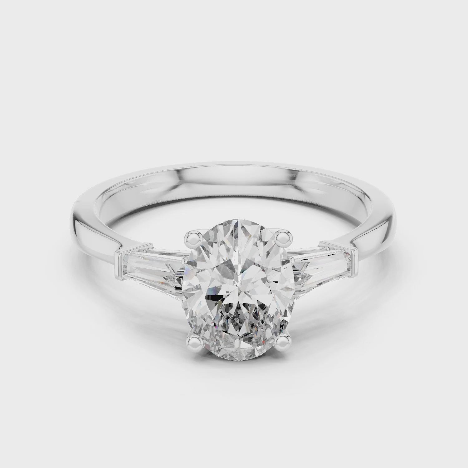 Sienna 1 Carat Oval Lab Grown Diamond Graduated Three Stone Ring - White Gold video