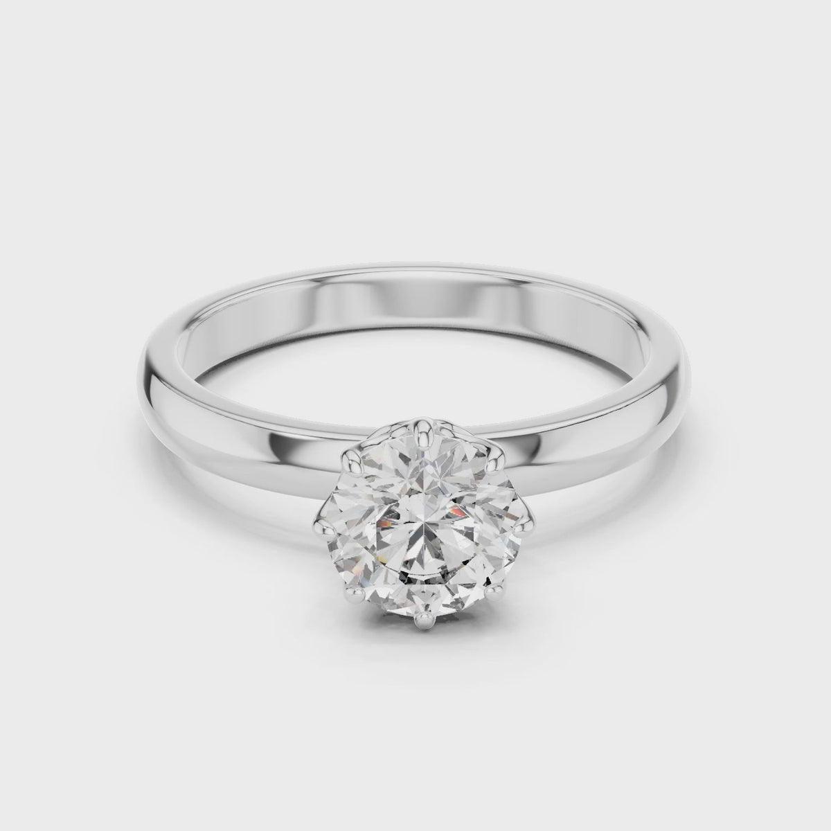 Clara 1 Carat Round Lab Grown Diamond Claw Solitaire Engagement Ring 01-0002 - White Gold video