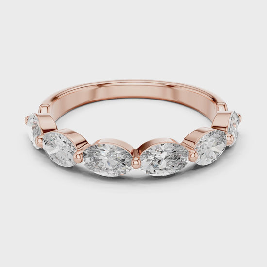 Aurora 2 Carat Oval Lab Grown Diamond Half Eternity Ring - Rose Gold video