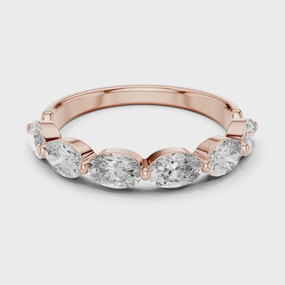 Aurora 2 Carat Oval Lab Grown Diamond Half Eternity Ring - Rose Gold video