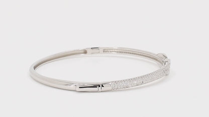 Divara Lyra Bangle sterling silver 925 cubic zirconia bracelet, 360 degree video