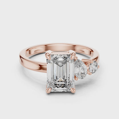 Vera 2 Carat Round Lab Grown Diamond Two Stone Three Stone Ring - Rose Gold video