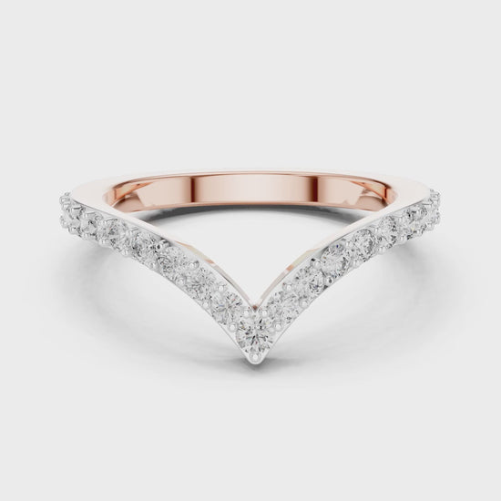 Aurora 0.50ct Round Lab Grown Diamond Chevron Ring - Rose Gold video