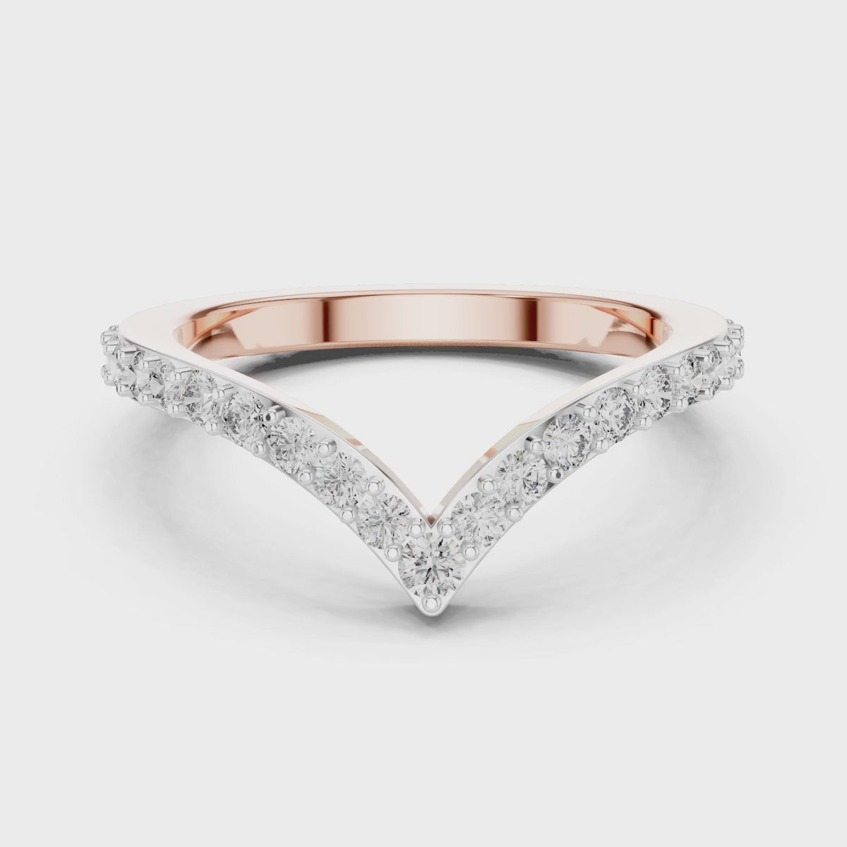 Aurora 0.50ct Round Lab Grown Diamond Chevron Ring - Rose Gold video