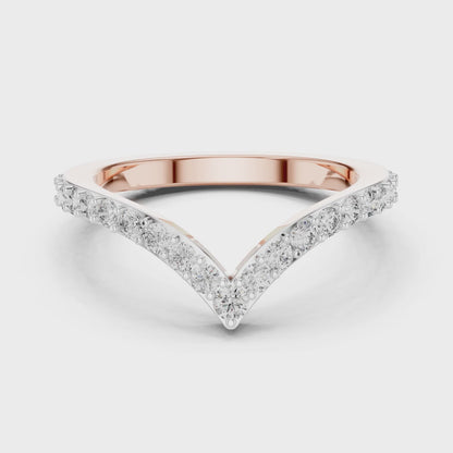 Aurora 0.50ct Round Lab Grown Diamond Chevron Ring - Rose Gold video