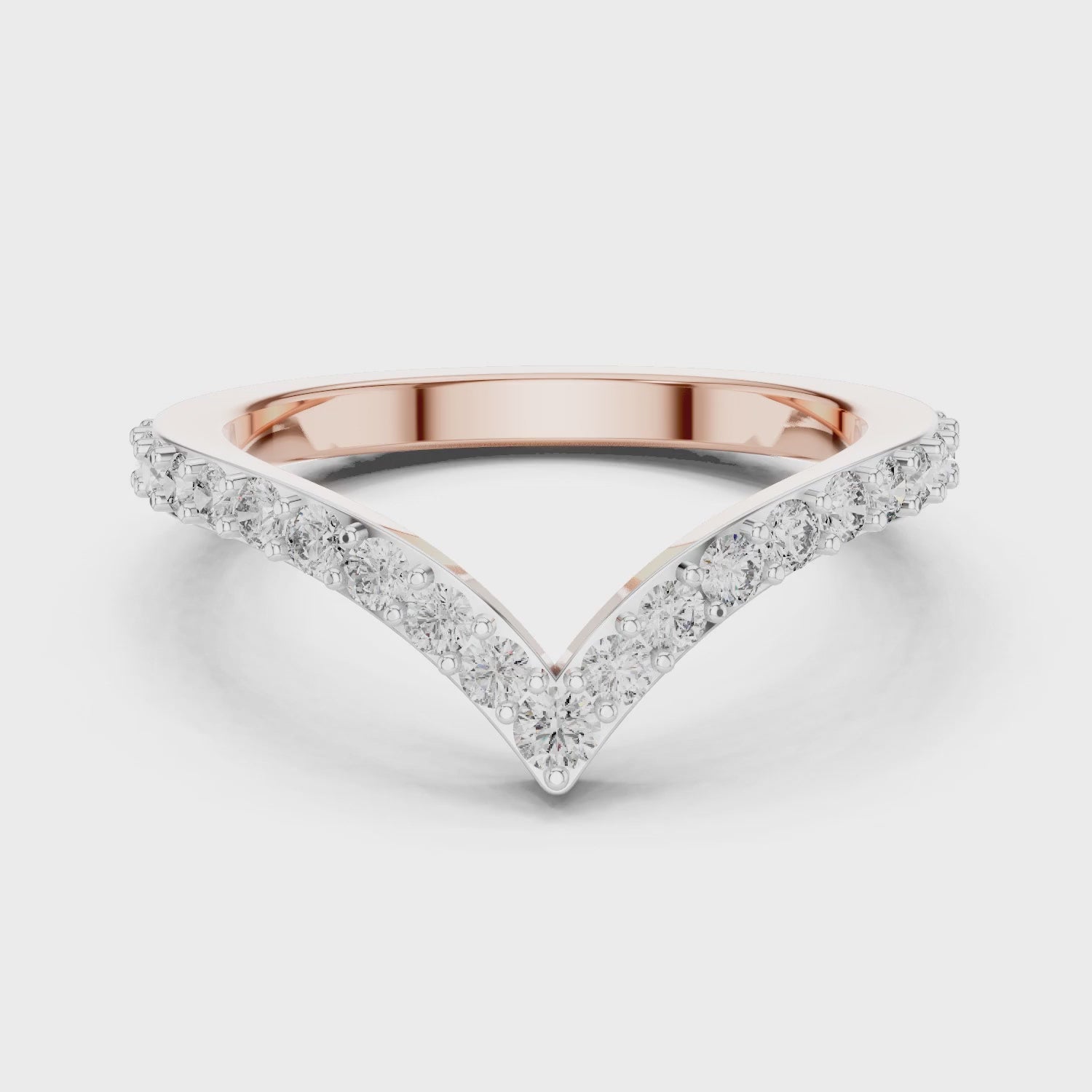 Aurora 0.50ct Round Lab Grown Diamond Chevron Ring - Rose Gold video