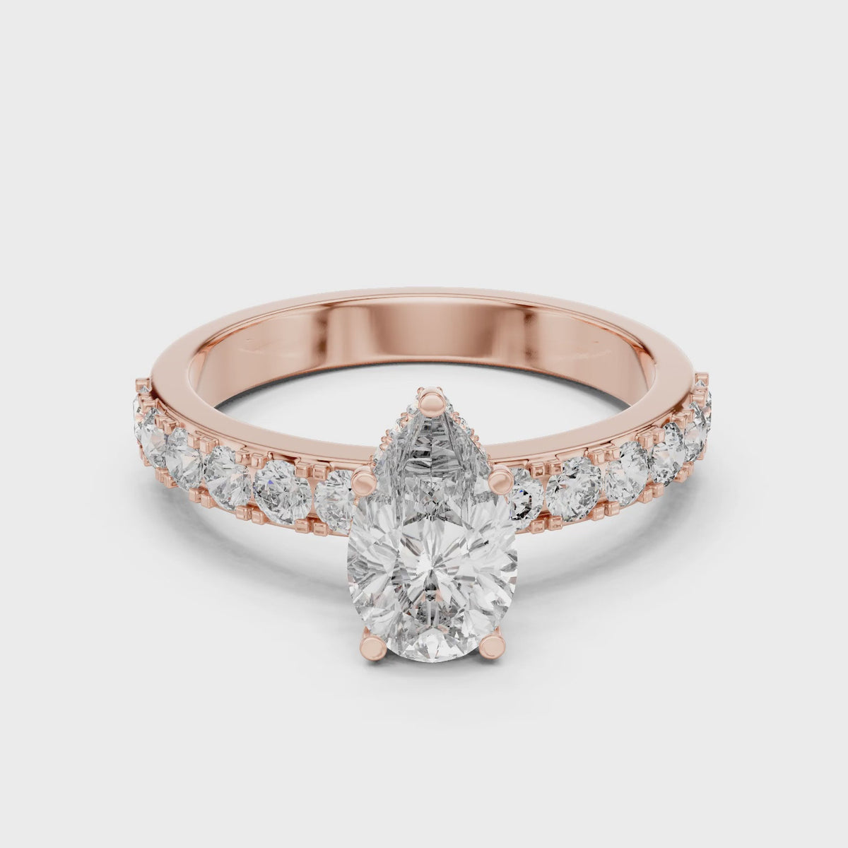 Celeste 1 Carat Pear Lab Grown Diamond Halo Ring - Rose Gold video
