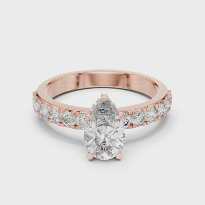 Celeste 1 Carat Pear Lab Grown Diamond Halo Ring - Rose Gold video