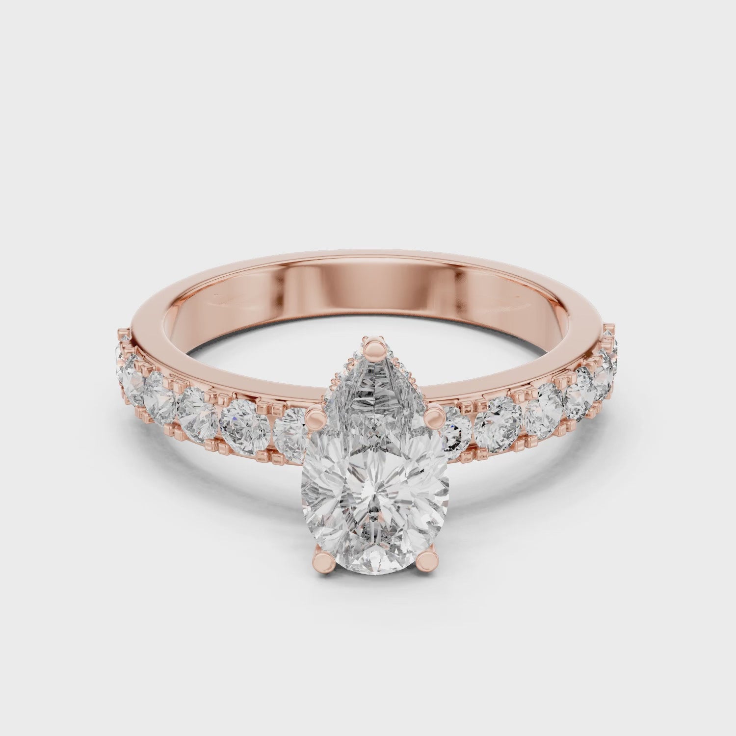 Celeste 1 Carat Pear Lab Grown Diamond Halo Ring - Rose Gold video