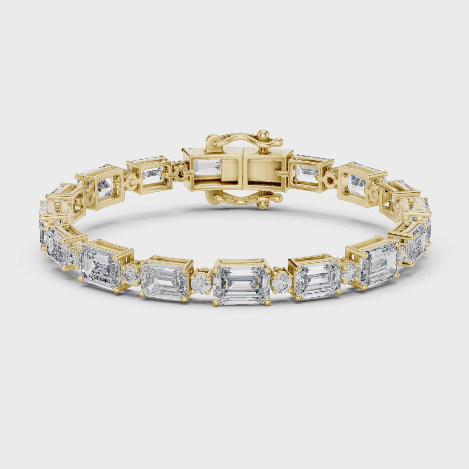 Vera 12 Carat Emerald Lab Grown Diamond Collet Tennis Bracelet - Yellow Gold video