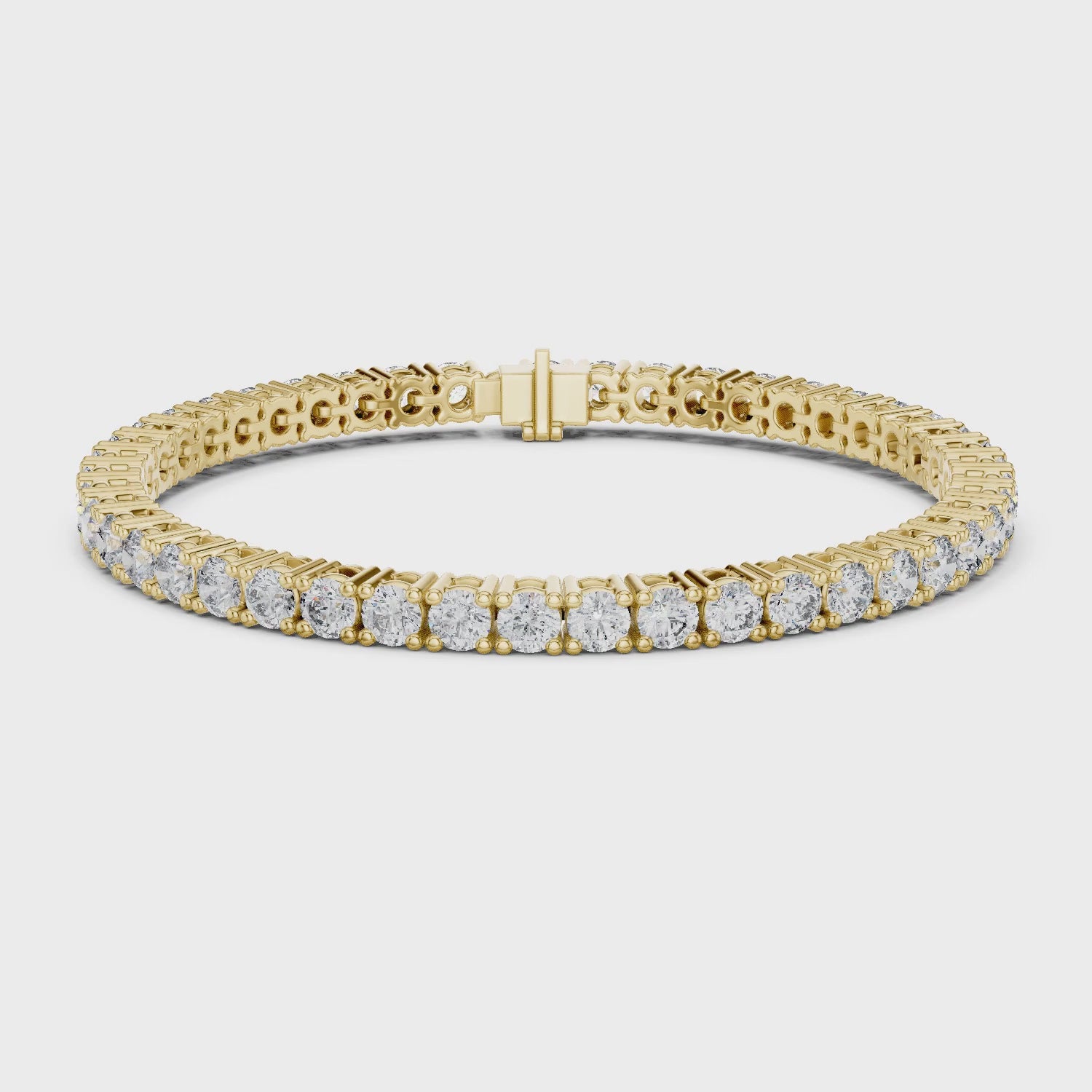 Aurora 8 Carat Round Lab Grown Diamond Double Row Tennis Bracelet - Yellow Gold video