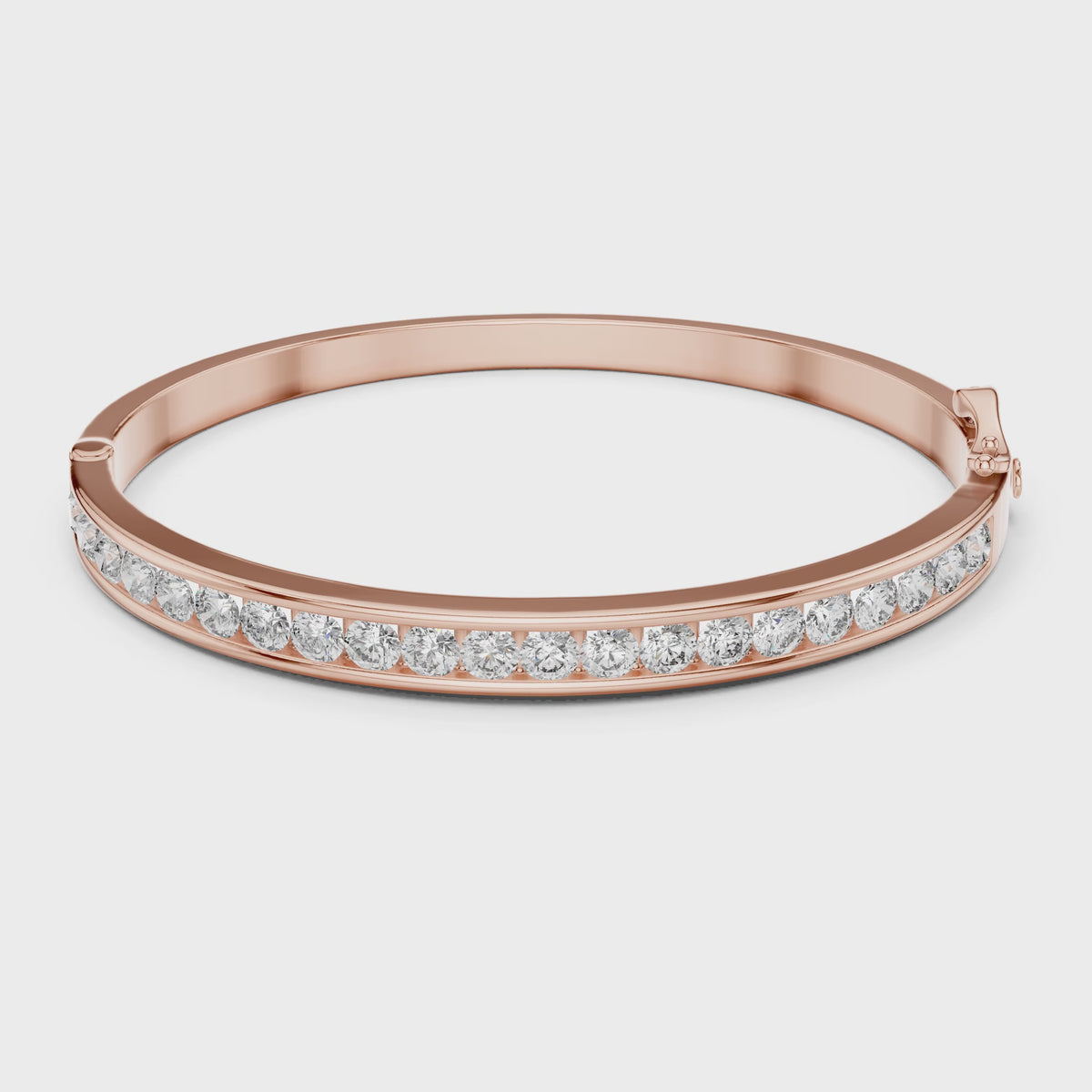 Aurora 3 Carat Round Lab Grown Diamond Channel Bangle - Rose Gold video