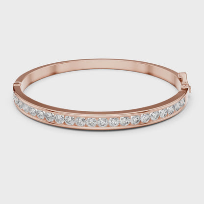 Aurora 3 Carat Round Lab Grown Diamond Channel Bangle - Rose Gold video