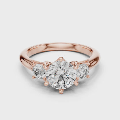 Sienna 1 Carat Round Lab Grown Diamond Three Stone Ring - Rose Gold video