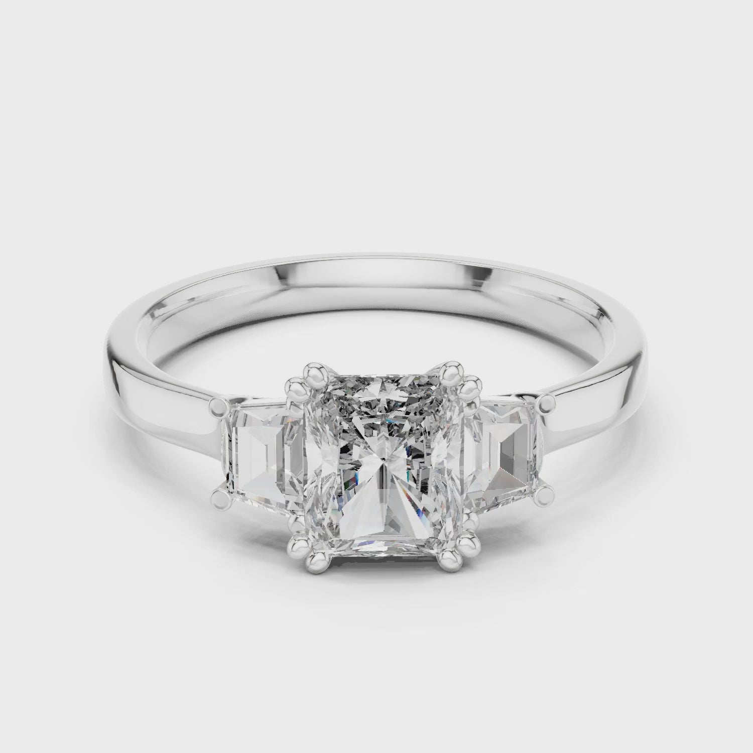 Vera Round Coloured Stone Three Stone Ring - White Gold video